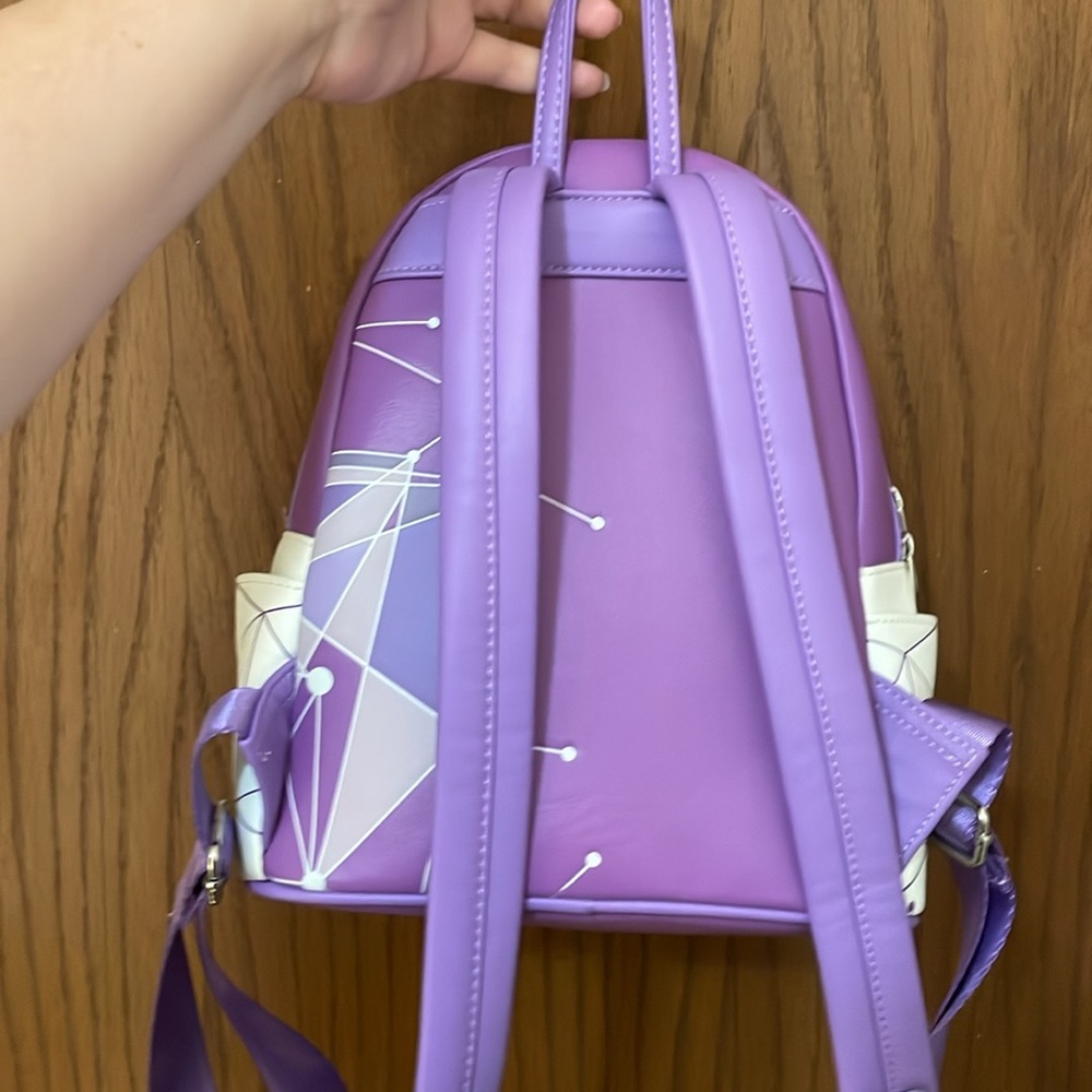 LOUNGEFLY UEC Purple White Abstract Wall Epcot Backpack - Picture 11 of 12